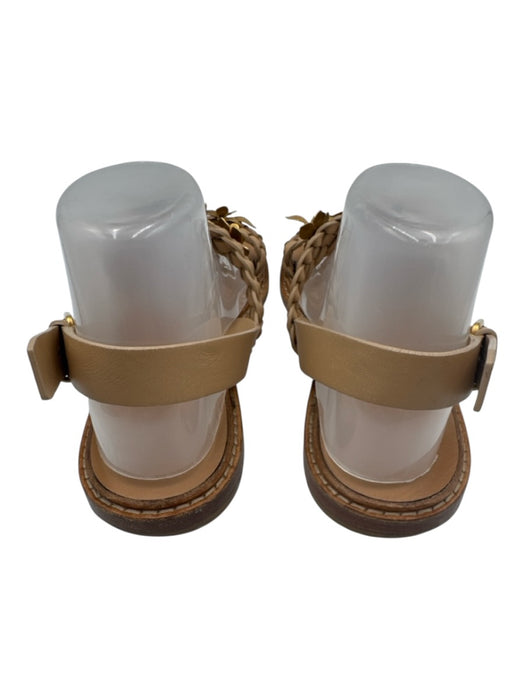 Valentino Garavani Shoe Size 40 Beige & Gold Tone Leather Upper Flat Sandals Beige & Gold Tone / 40