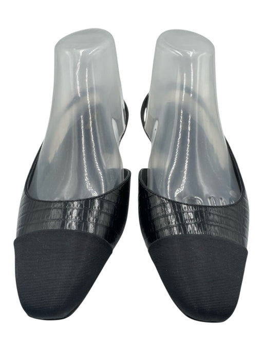 Veronica Beard Shoe Size 9 Black Leather Upper Lizard Embossed Slingbacks Black / 9