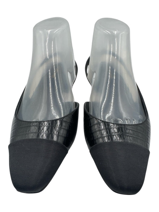 Veronica Beard Shoe Size 9 Black Leather Upper Lizard Embossed Slingbacks Black / 9