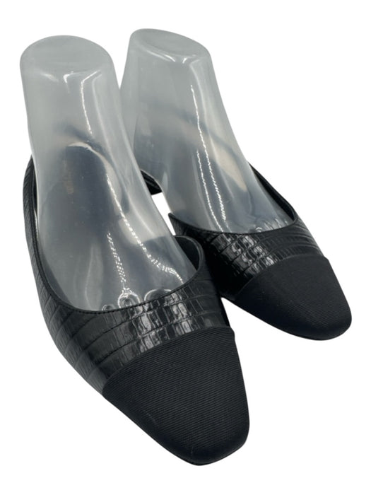 Veronica Beard Shoe Size 9 Black Leather Upper Lizard Embossed Slingbacks Black / 9