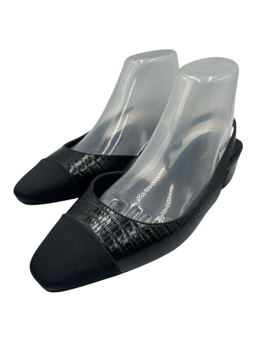 Veronica Beard Shoe Size 9 Black Leather Upper Lizard Embossed Slingbacks Black / 9