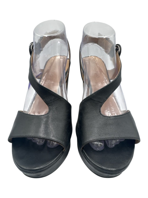 Bernardo Shoe Size 9.5 Black Leather Upper Ankle Buckle Platform Sandals Black / 9.5