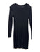 Equipment Size M Black Cotton & Silk Long Sleeve Knit Lettuce Hem Midi Dress Black / M
