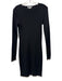 Equipment Size M Black Cotton & Silk Long Sleeve Knit Lettuce Hem Midi Dress Black / M