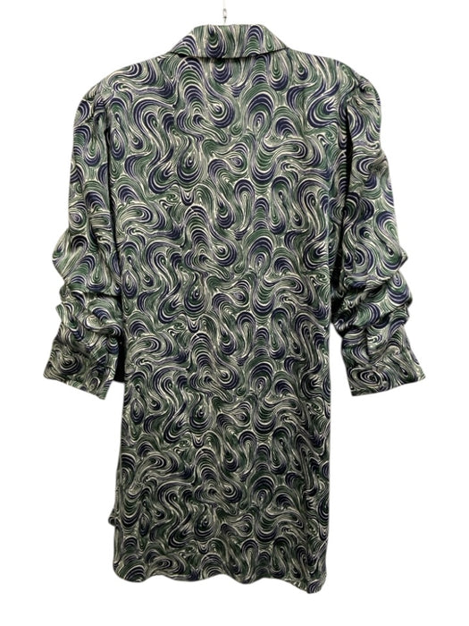 5a7 Cinq a Sept Size 8 Green, Blue, White Polyester Satin Swirl pattern Dress Green, Blue, White / 8