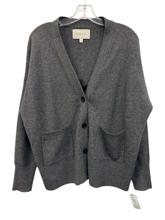 Brochu Walker Size M Gray & Black Wool & Cashmere Rib Knit Lace Panel Cardigan Gray & Black / M