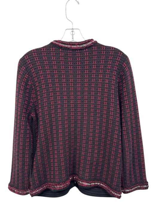 Alice + Olivia Size M Red, Black, Silver Cotton & Nylon Hook & Eye Knit Cardigan Red, Black, Silver / M