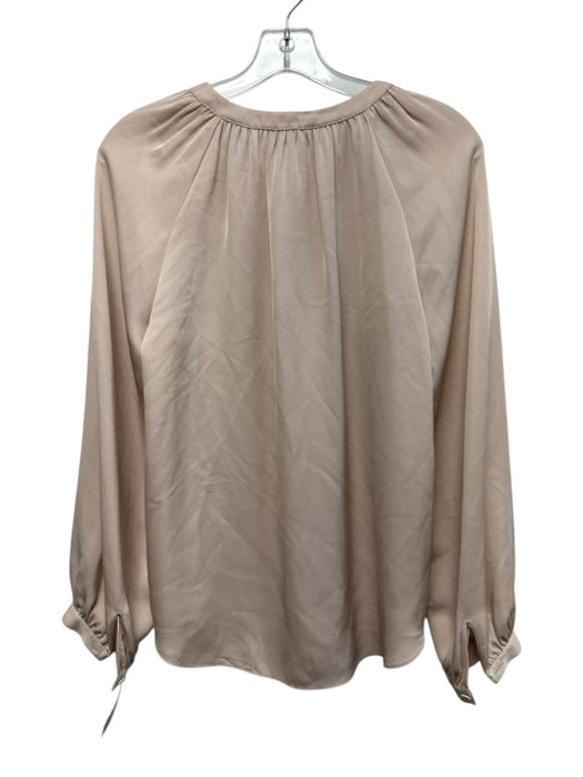 Theory Size M Light Pink Silk Buttons Gathered Neckline Long Sleeve Top Light Pink / M