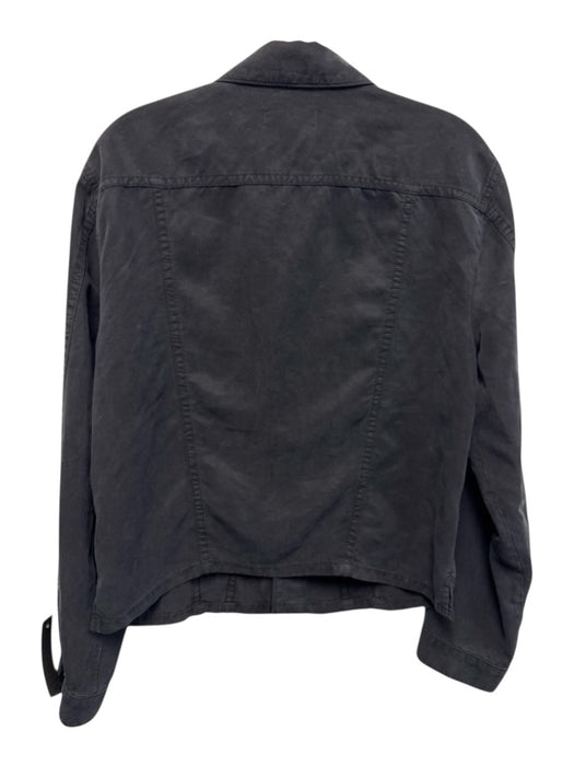 Le Jean Size S Black Tencel Lyocell Collar Buttons Breast Pockets Top Black / S