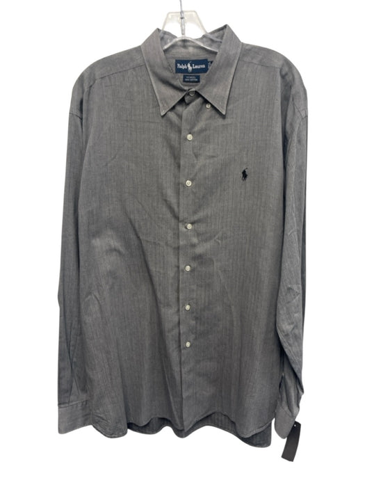 Ralph Lauren Size XL Gray Cotton Herringbone Button Up Men's Long Sleeve Shirt Gray / XL