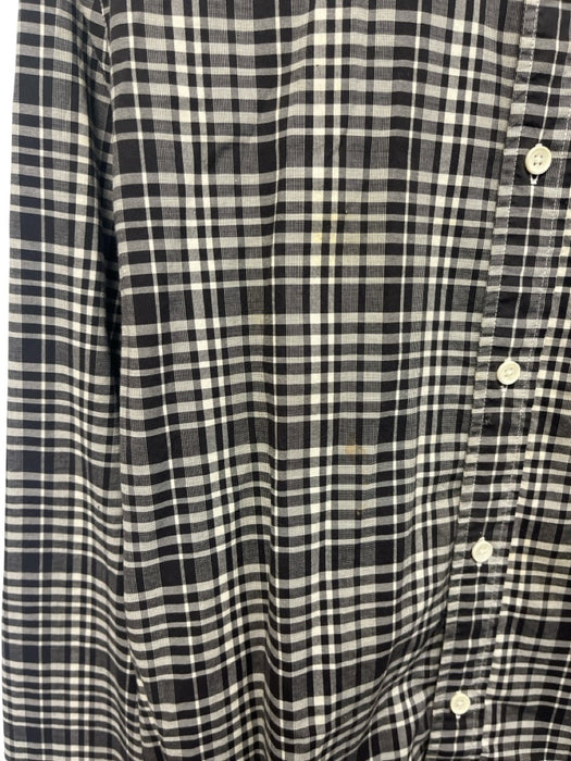 7 For All Mankind Size M Black & White Cotton Plaid Button Up Long Sleeve Shirt Black & White / M