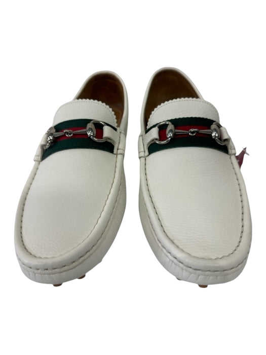 Gucci Shoe Size 8 Like New White Leather Solid Driver Men's Shoes 8