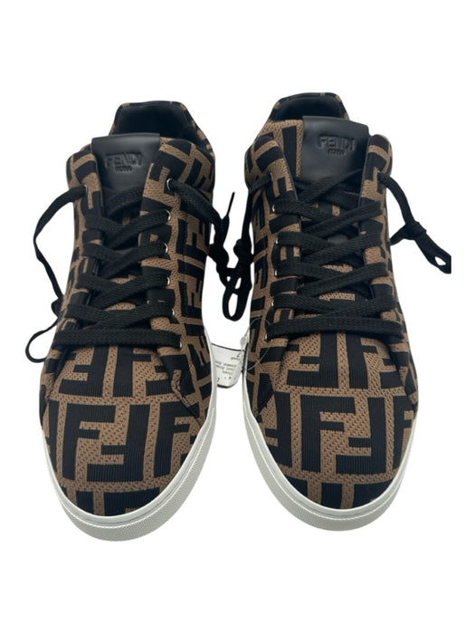 Fendi Shoe Size 7 Good Brown & Black Canvas logo Sneaker Men's Shoes 7