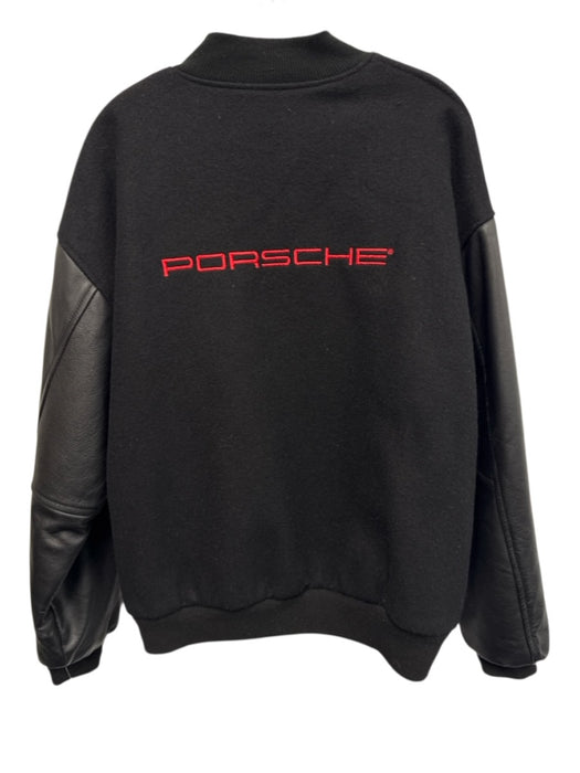 Porsche Size L Black & Red Wool Solid Buttons Men's Jacket Black & Red / L