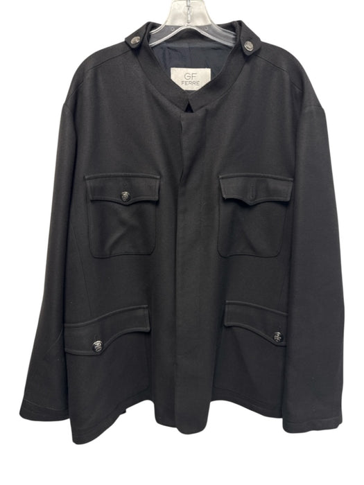 GF Ferre Size 48 Black Acrylic Solid Buttons Men's Jacket Black / 48