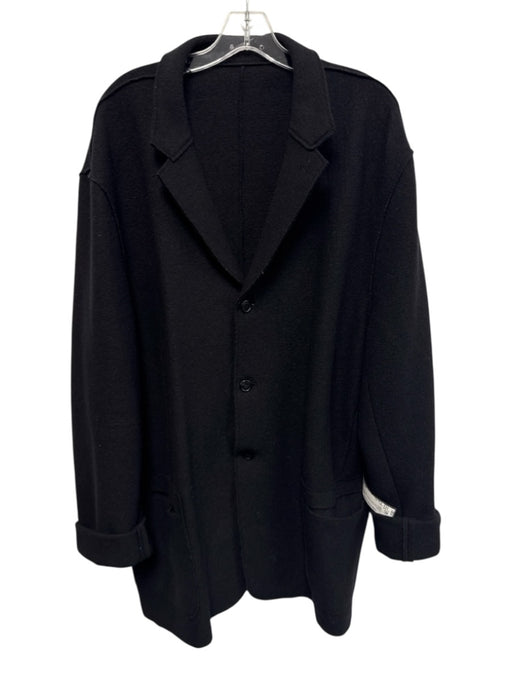 Ibiza Size Est XL Black Wool Solid Buttons Men's Jacket Black / Est XL