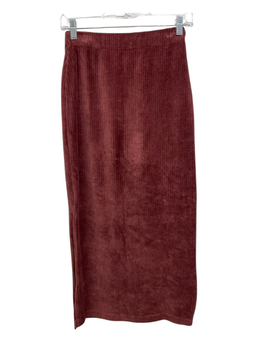 Free People Size XS Rust Brown Poly Velvet Ribbed Pencil Skirt Rust Brown / XS