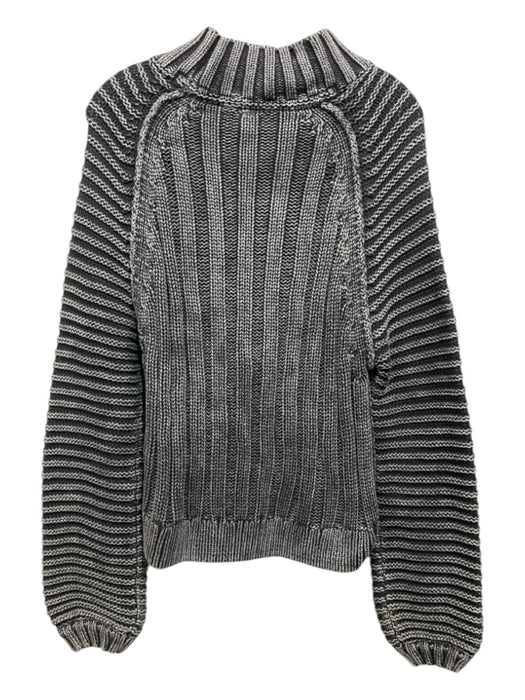 Free People Size XS Black & Gray Acrylic Cable Knit Coated Crew Neck Sweater Black & Gray / XS