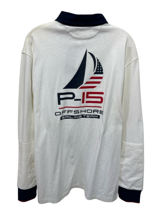 Polo NWT Size L White & Blue Cotton logo Polo Men's Long Sleeve Shirt White & Blue / L