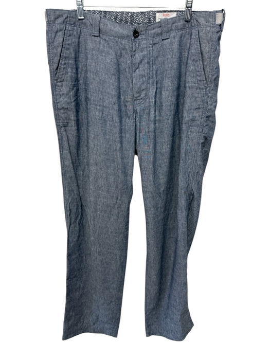 Boss Size 38 Blue Linen Blend Solid Khakis Men's Pants Blue / 38