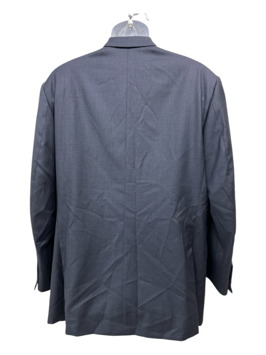 Isaia Blue & Navy Wool Blend Plaid Notch Lapel 2 Button Men's Blazer 56