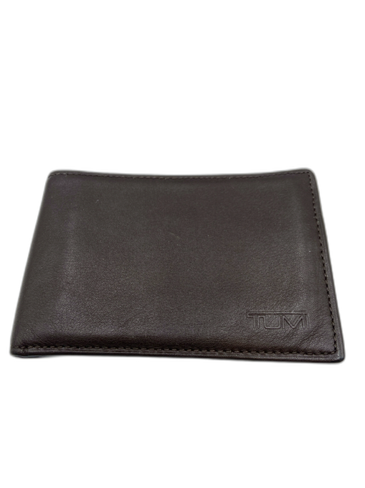 Tumi Like New Brown Leather Solid Bi Fold Men's Wallet Brown