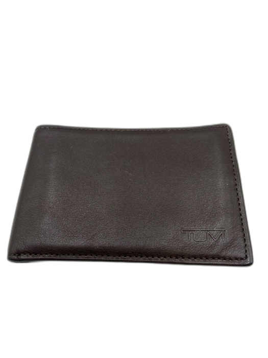 Tumi Like New Brown Leather Solid Bi Fold Men's Wallet Brown