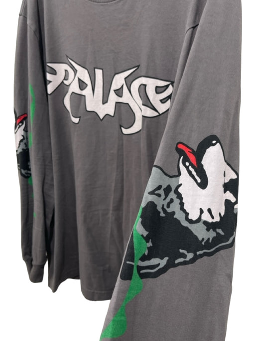 Palace Size XL Gray u0026 White Cotton Wolf T Shirt Men's Long Sleeve Shirt