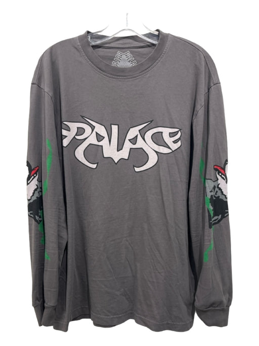 Palace Size XL Gray & White Cotton Wolf T Shirt Men's Long Sleeve Shirt XL