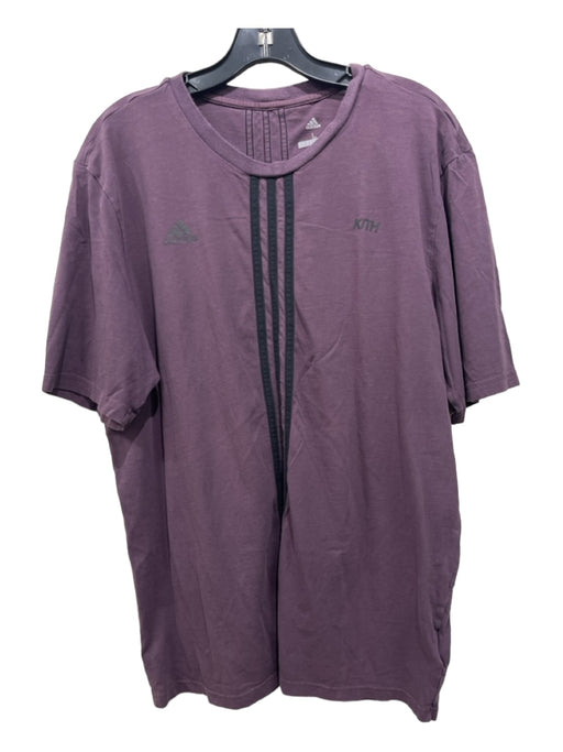 Adidas Size L Purple & Black Cotton Solid T Shirt Men's Short Sleeve L
