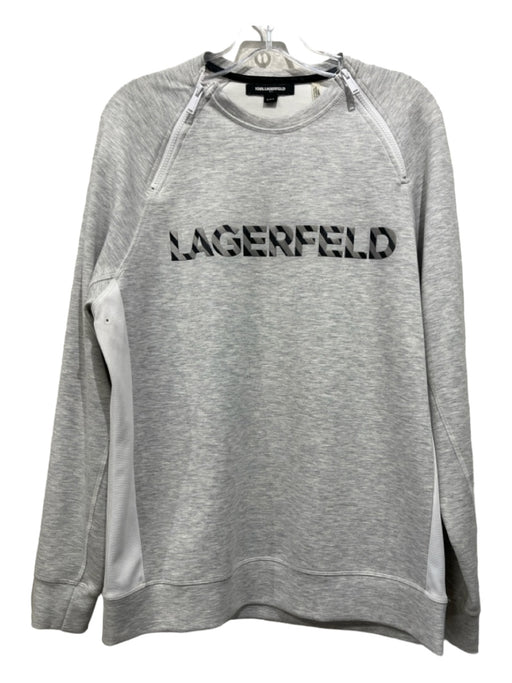 Karl Lagerfeld Size M Gray & White Cotton Blend Solid Men's Long Sleeve Shirt M