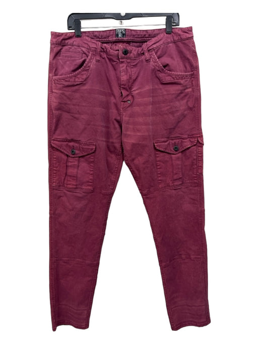 PRPS Size 36 Red Cotton Blend Solid Cargo Pocket Khakis Men's Pants 36