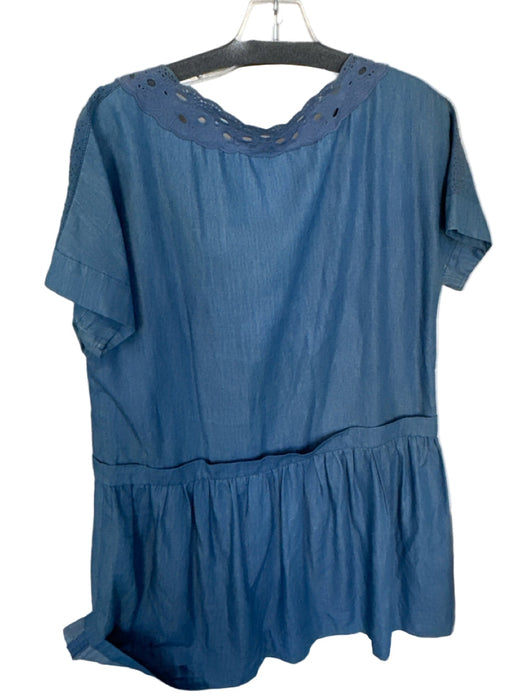 Kate Spade Size 8 Med Dark Wash Cotton Blend Cap Sleeve Lace Detail Dress