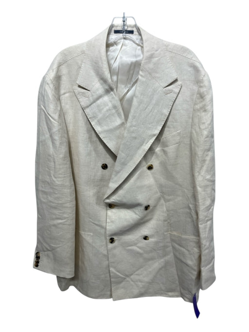 Suitsupply Beige Linen Solid Double Breasted Men's Blazer Beige / 58