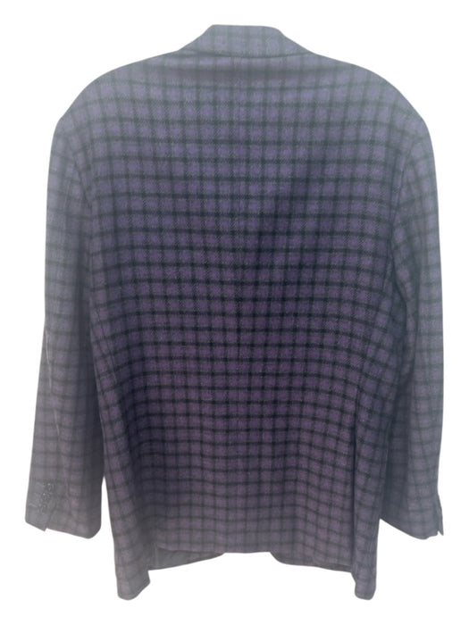 Sartoria Partenopea Purple & Multi Print Wool Plaid 3 button Men's Blazer Purple & Multi Print / 50