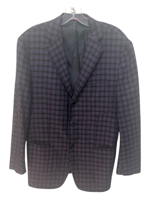 Sartoria Partenopea Purple & Multi Print Wool Plaid 3 button Men's Blazer Purple & Multi Print / 50