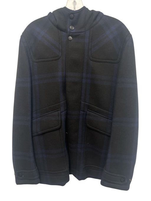 Allegri Size Est M Black & Blue Plaid hood Men's Jacket Black & Blue / Est M