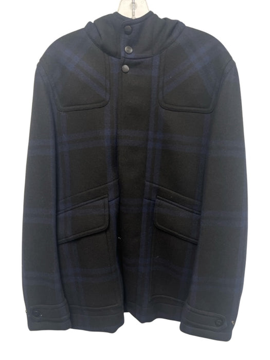 Allegri Size Est M Black & Blue Plaid hood Men's Jacket Black & Blue / Est M