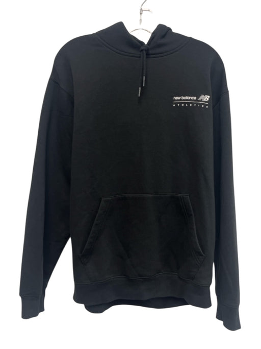 New Balance Size M Black & White Cotton Solid Hoodie Men's Jacket Black & White / M