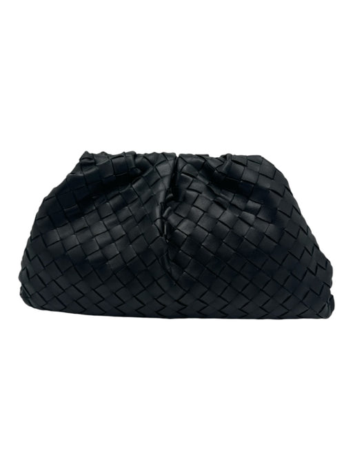 Bottega Veneta Black Leather Woven Handbag Hinge Bag Black / S