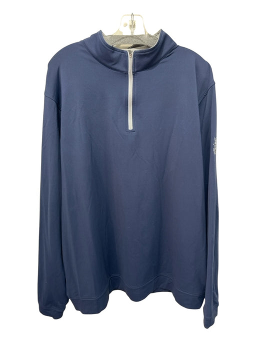 Peter Millar Size XXL Navy Blue Polyester Solid Quarter Zip Men's Jacket Navy Blue / XXL