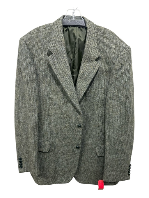 Harris Tweed Green & Multi Wool Harringbone 2 Button Men's Blazer Green & Multi / 48L