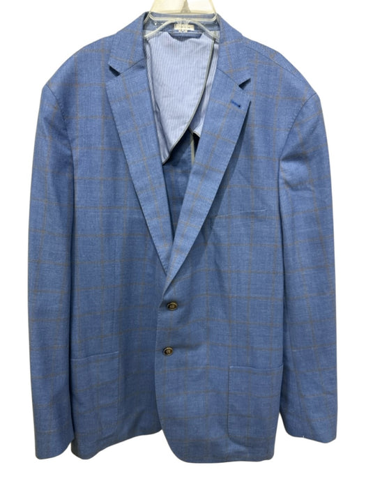 Peter Millar Blue & Brown Wool Plaid 2 Button Men's Blazer Blue & Brown / XXL