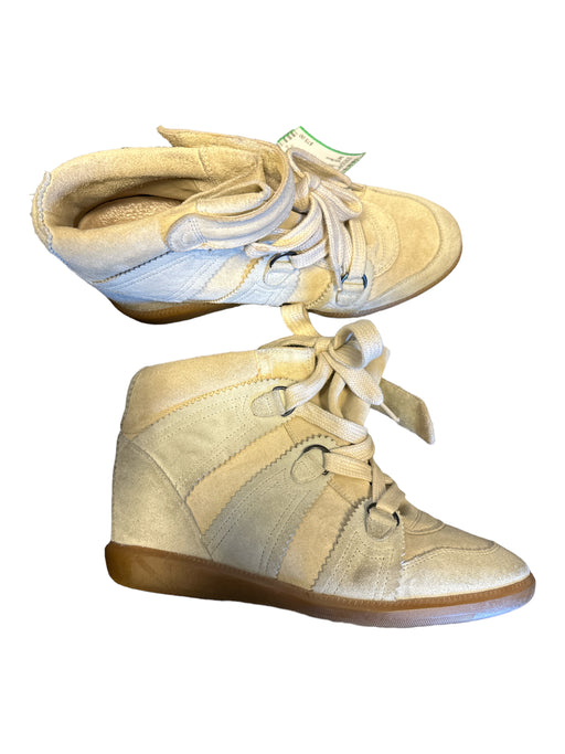 Isabel Marant Shoe Size 39 Taupe & Cream Suede Wedge lace up Sneakers Taupe & Cream / 39