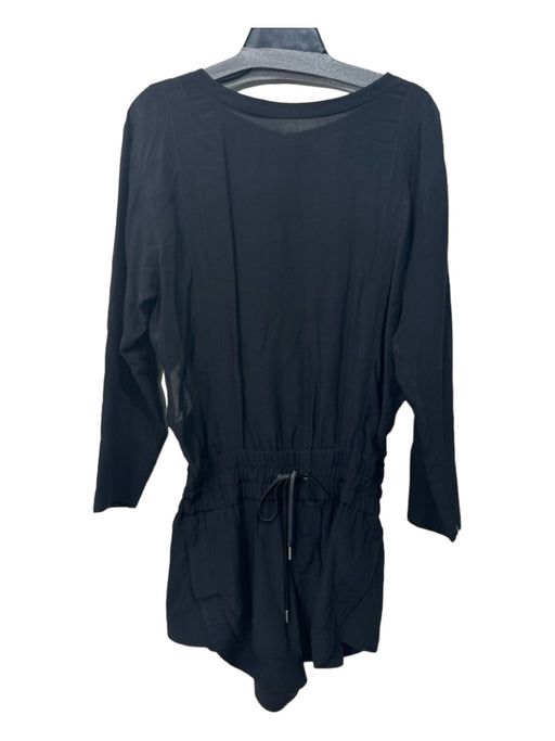 Helmut Lang Size S Black Rayon Blend Back Zip 1/2 Sleeve Drawstring Waist Romper Black / S