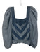 Love The Label Size L Blue Cotton Chambray Chevron Square Neck Top Blue / L