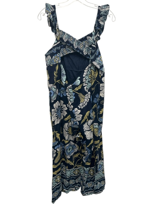 Free People Size S Blue, Yellow, White Cotton Shirred Floral Balloon Leg Dress Blue, Yellow, White / S