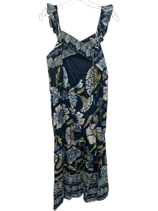 Free People Size S Blue, Yellow, White Cotton Shirred Floral Balloon Leg Dress Blue, Yellow, White / S