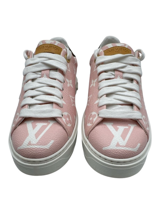 Louis Vuitton Shoe Size 41 Pink & White Leather Lace Up Low Top Sneakers Pink & White / 41