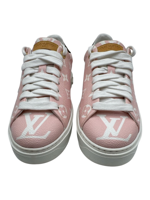 Louis Vuitton Shoe Size 41 Pink & White Leather Lace Up Low Top Sneakers Pink & White / 41